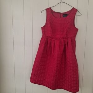 Max & Cleo Size 4 Red Pleated A-Line Sleeveless Party Dress Pockets Zip Back